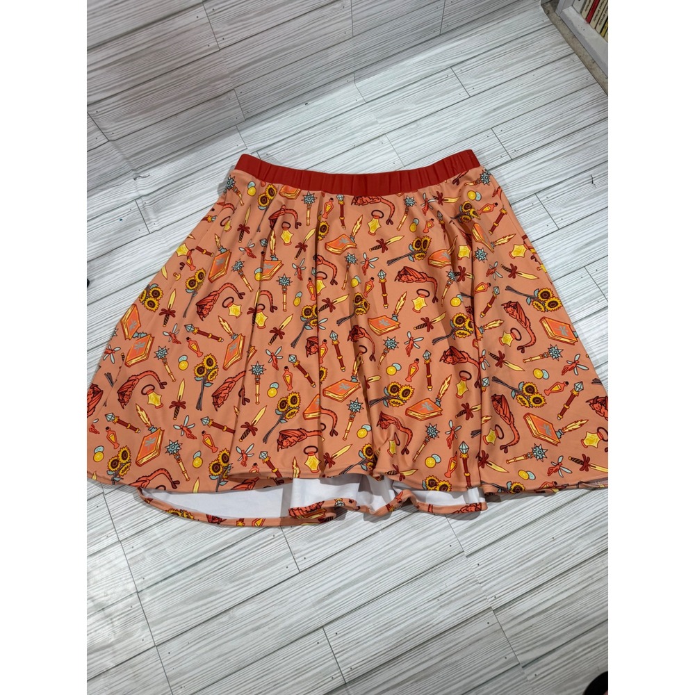 Paolas Pixels D&D Adventurers Pack Skater Skirt Peach Orange DnD Gamer 2XL